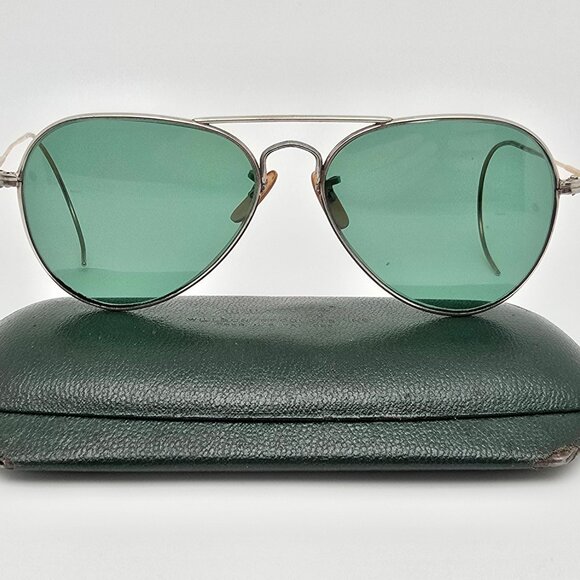 Wilsonites by Wilson AN6531 Silver Gold Green Lens WWII USN AAF Pilot Sunglasses